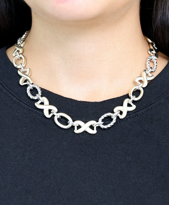 Two Tone Chain Statement Necklace view 