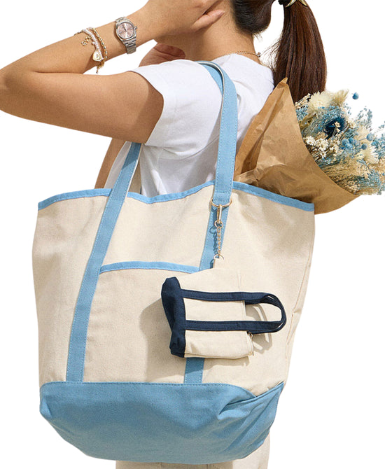 Mini Canvas Tote Keychain/Bag Charm view 