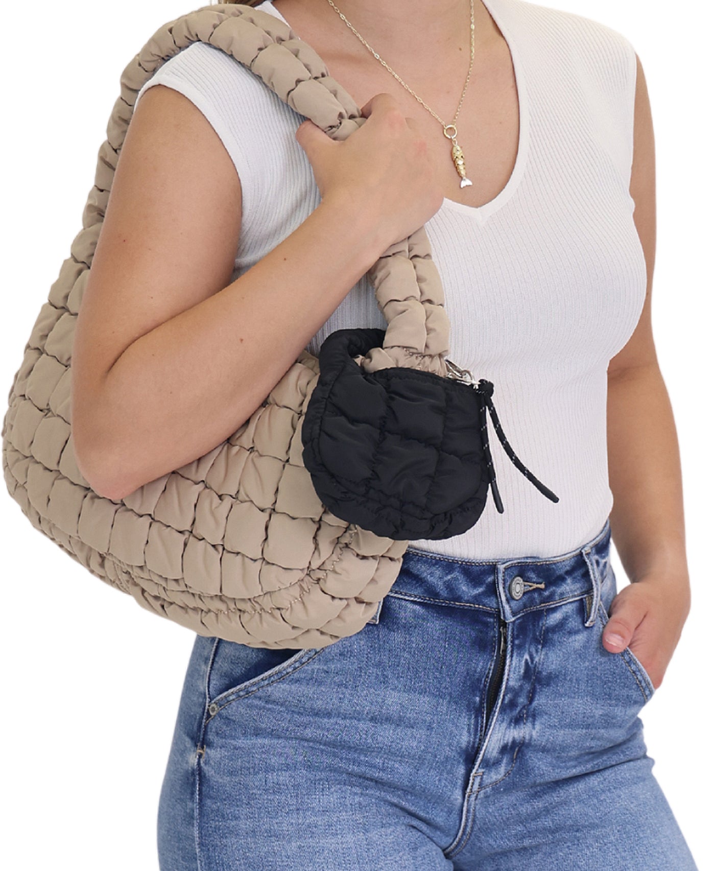 Quilted Puffer Shoulder Bag view 2