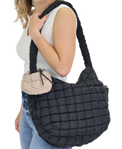 Quilted Puffer Crossbody Hobo Bag image 2