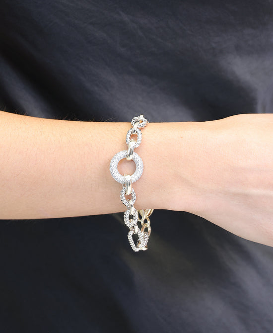 Two Tone Textured Chain Bracelet view 