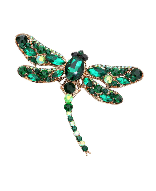 Dragonfly Crystal Brooch view 