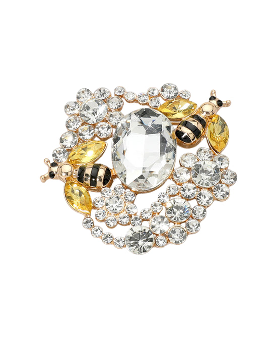 Crystal Brooch w/ Bees view 