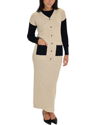 Knit Two Tone Sweater & Skirt Set - 2 Pc Set image 1