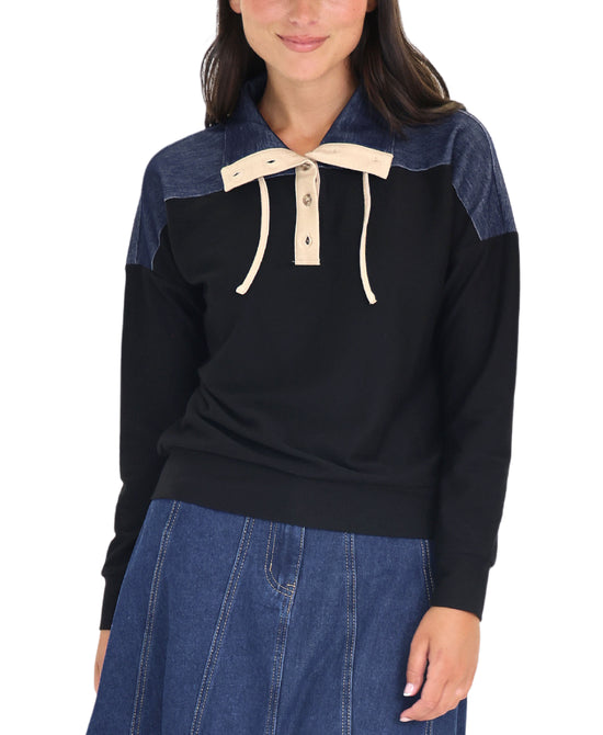 Sweater w/ Denim Contrast view 