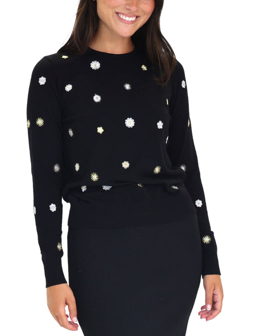 Embroidered Flower Sweater view 