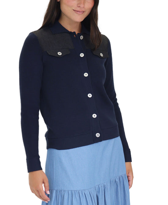 Sweater w/ Denim Trim view 