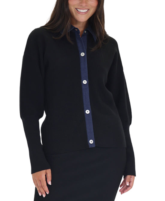 Sweater w/ Denim Trim view 