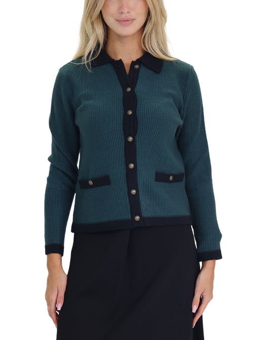 Waffle Knit Cardigan Sweater view 