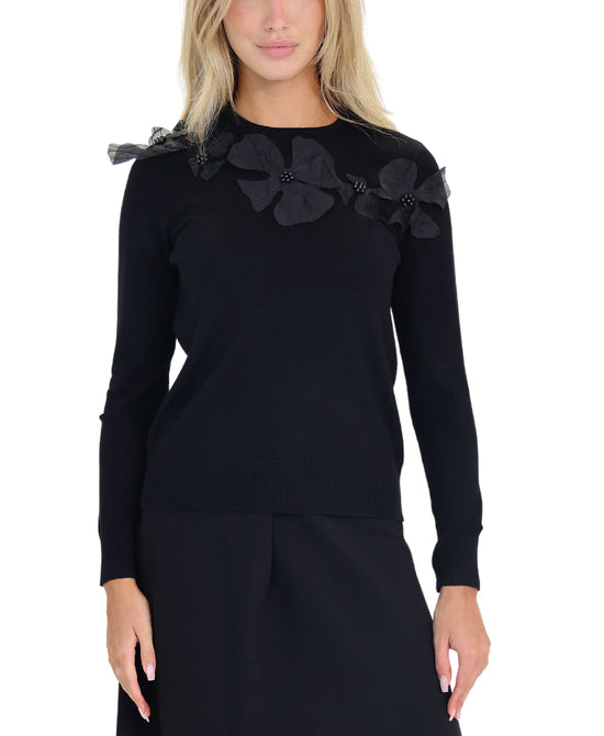 Sweater w/ Flower Appliques view 