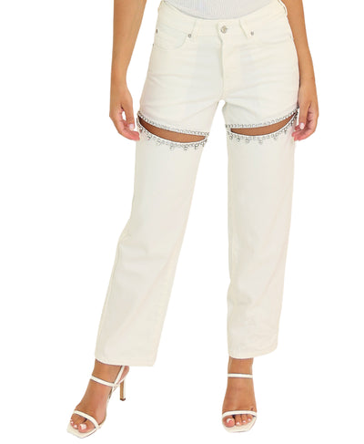 Slit Jeans w/ Crystals image 1