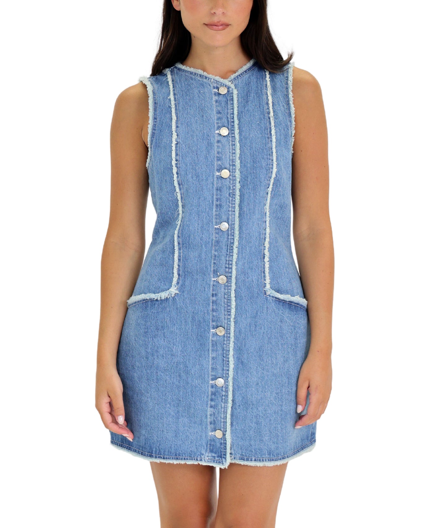 Frayed Denim Dress view 1
